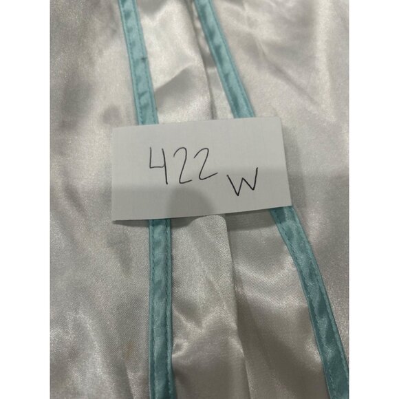 Linea Donatella The Bride White Satin Belted Robe Blue Trim Size Small Medium - Picture 7 of 8
